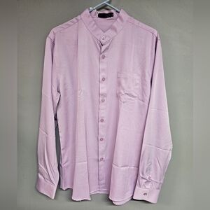 Men's Large Light Purple Button-down Long Sleeve  Dress Shirt